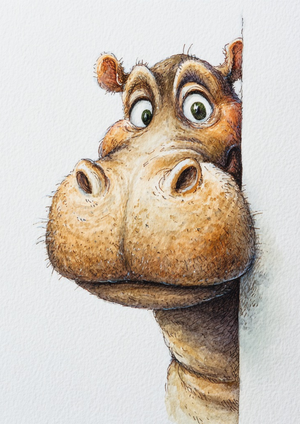 Poster - Peek a boo hippo