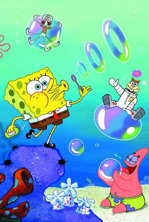 SvampBob och Patrick som blåser såpbubblor under vattnet