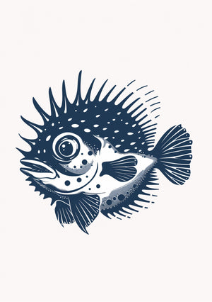 Blåsfisk Grafisk Blå