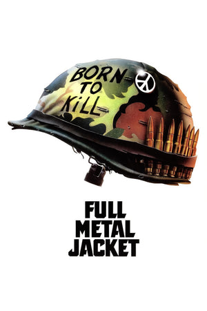 Militärhjälm med texten Born to Kill och en fredssymbol mot vit bakgrund