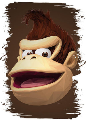 Donkey Kong i lågpolygonstil med brett leende