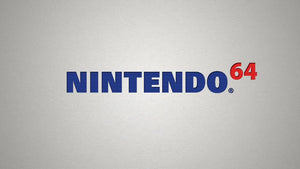 Nintendo 64-logga mot ljusgrå bakgrund