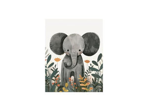 Poster - Elefant med blommor