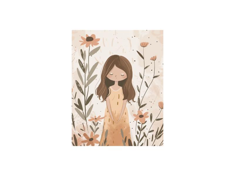 Poster - Flicka och blommor