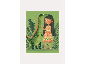 Poster - Dinosaur och flicka