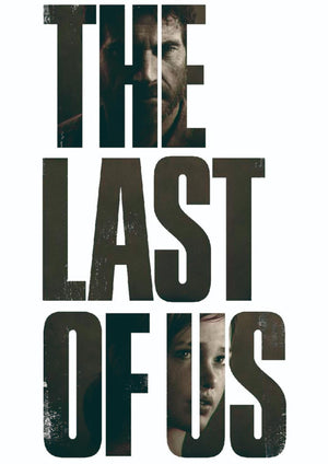 Titeln The Last of Us med Joels och Ellies ansikten synliga genom bokstäverna