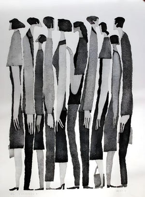 Poster - Folkgrupp i abstrakt kollage-stil