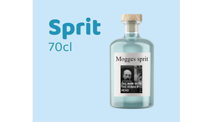 Spritflaska med en personlig etikett