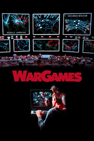 Filmaffisch för WarGames med en ung man vid en dator framför skärmar