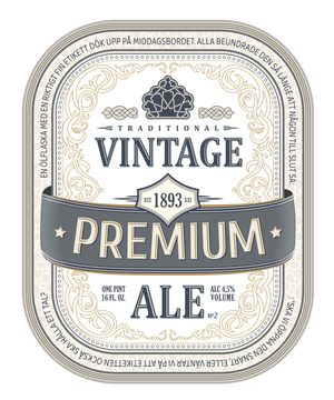 Öletikett i vintagestil med texten Premium Ale