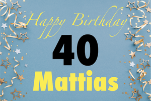 Flasketikett med texten Happy Birthday 40 Mattias
