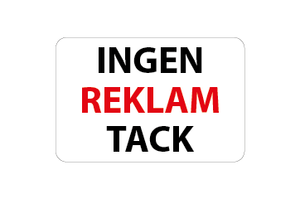 Klistermärke med texten Ingen reklam tack i svart och rött