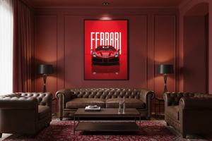 Poster - Ferrari i ett rött rum