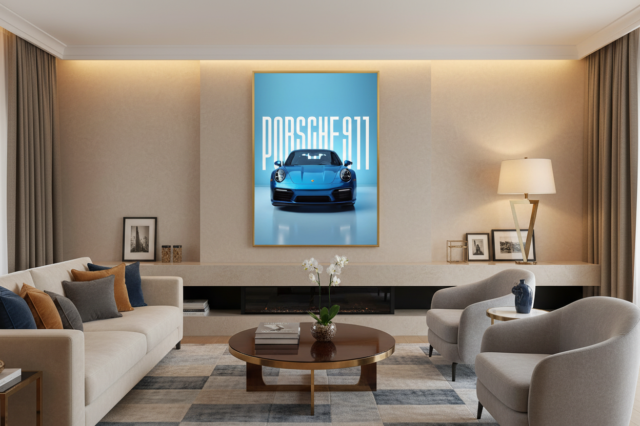 Poster - Porsche 911 i ett fint rum