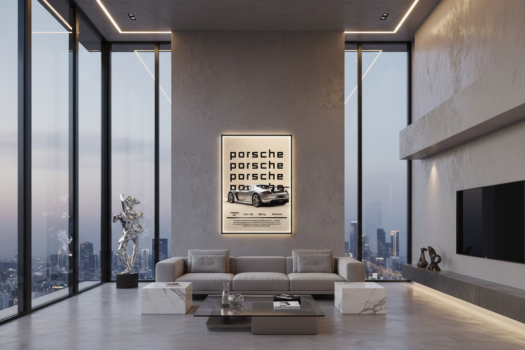 Poster - Porsche Carrera GT i ett ultramodernt rum