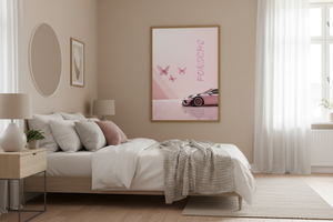 Poster - Porsche Pink i ett sovrum